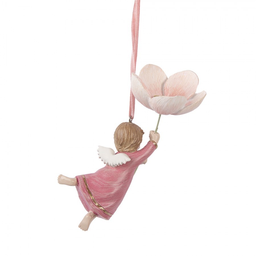 Christmas Ornament Angel 7x5x13 Cm Pink Plastic - 7.0 cm Clayre & Eef Christmas Ornament Angel 7x5x13 Cm Pink Plastic - 7.0 cm Clayre & Eef