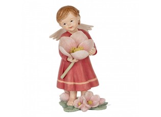 Decorative Figurine Angel 7x6x12 Cm Pink Plastic - 7.0 cm