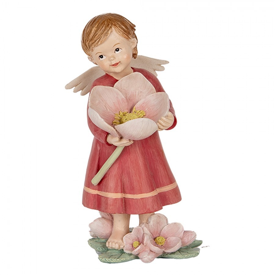 Decorative Figurine Angel 7x6x12 Cm Pink Plastic - 7.0 cm