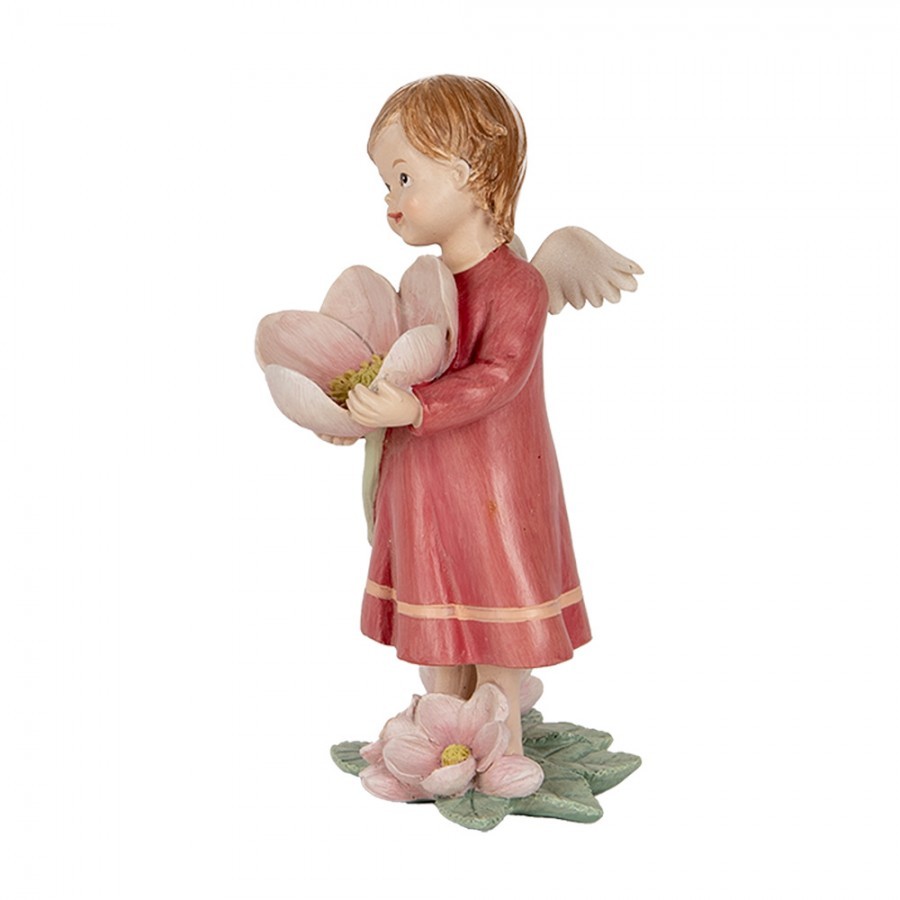 Decorative Figurine Angel 7x6x12 Cm Pink Plastic - 7.0 cm