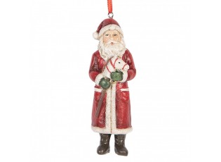 Vánoční závěsná ozdoba Santa Claus s koníkem - 4*3*11 cm
