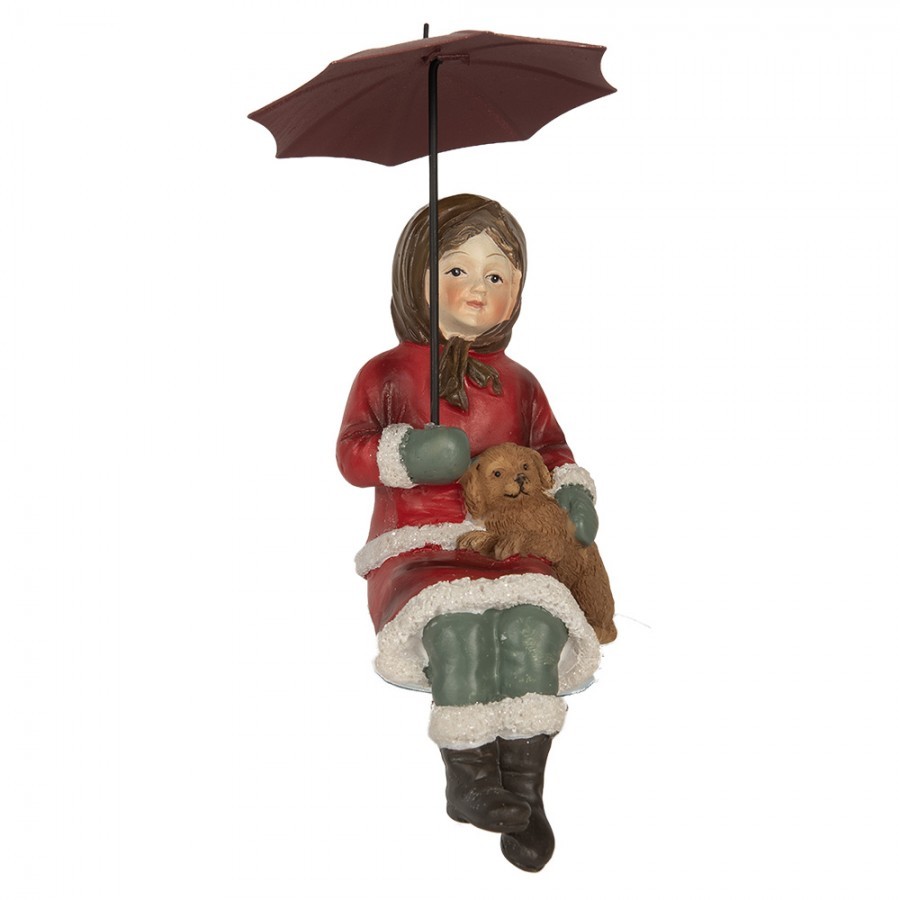 Dekorace děvčátko s pejskem a deštníkem - 10*7*19 cm