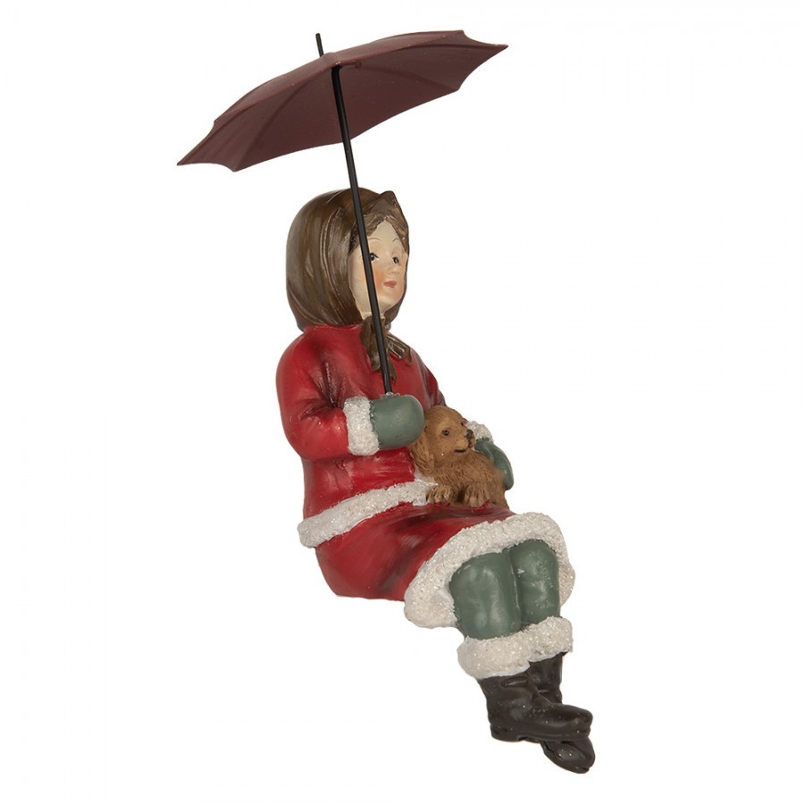 Dekorace děvčátko s pejskem a deštníkem - 10*7*19 cm