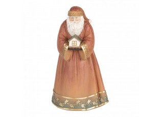 Vánoční dekorace Santa v pláští držící chaloupku - 17*13*27 cm