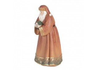 Vánoční dekorace Santa v pláští držící chaloupku - 17*13*27 cm