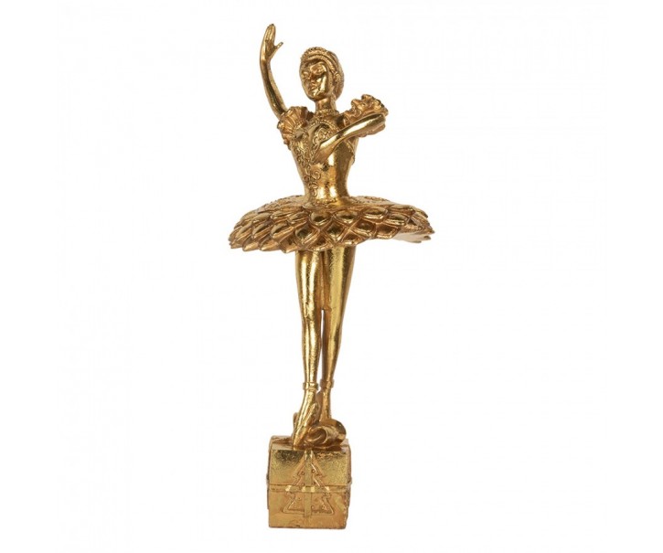 Zlatá antik dekorace Ballerina na podstavci - 20*17*45 cm Clayre & Eef