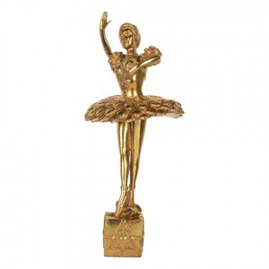 Zlatá antik dekorace Ballerina na podstavci - 20*17*45 cm