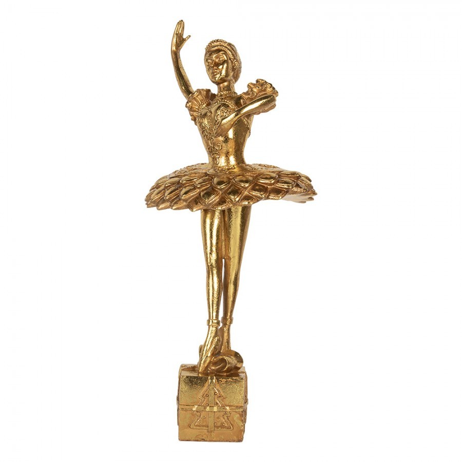 Zlatá antik dekorace figurina Ballerina na vánočním dárku - 20*17*45 cm