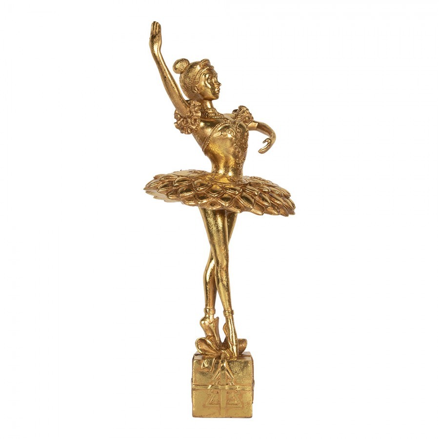 Zlatá antik dekorace figurina Ballerina na vánočním dárku - 20*17*45 cm