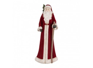 Červená dekorace Santa v kožichu a nůší - 16*15*37 cm