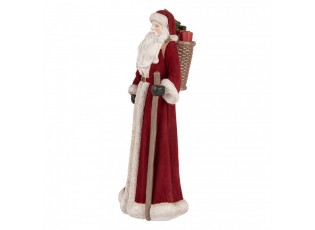 Červená dekorace Santa v kožichu a nůší - 16*15*37 cm