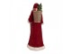 Červená dekorace Santa v kožichu a nůší - 16*15*37 cm Clayre & Eef