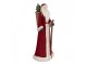 Červená dekorace Santa v kožichu a nůší - 16*15*37 cm Clayre & Eef