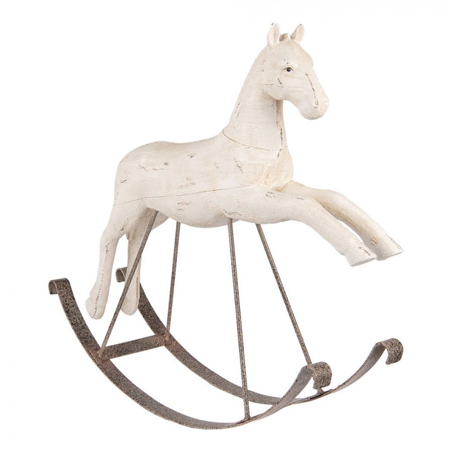 Béžový antik dekorační houpací kůň Rocking Horse - 61*15*51cm
