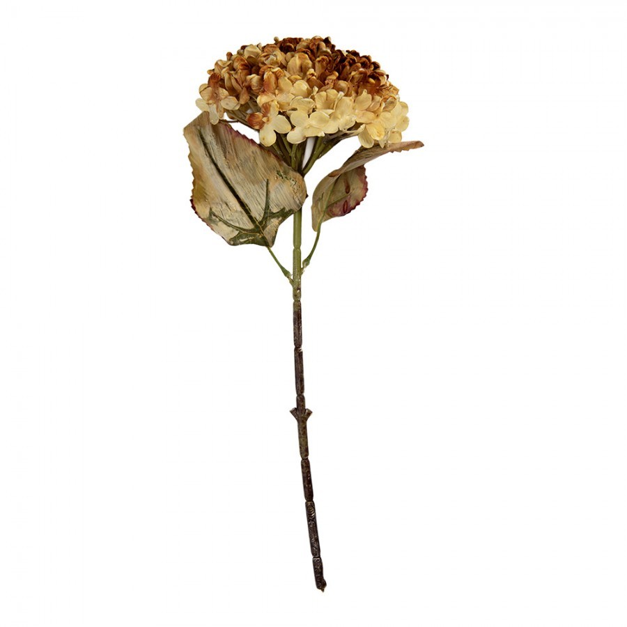 Žlutá umělá dekorace sušená květina hortenzie - 15*15*47 cm