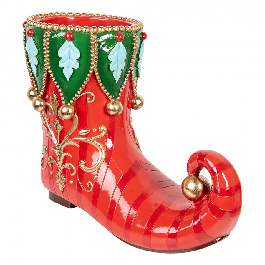 Christmas Decoration Figurine Boots 55x28x44 Cm Red Plastic - 55.0 cm