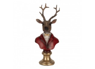 Červeno-hnědá vánoční dekorace busta jelen Deer - 10*9*19 cm