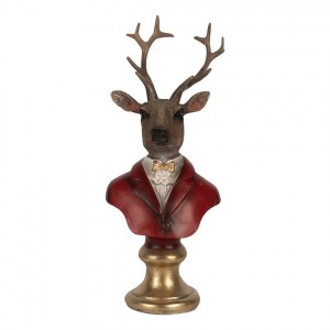 Červeno-hnědá vánoční dekorace busta jelen Deer - 10*9*19 cm