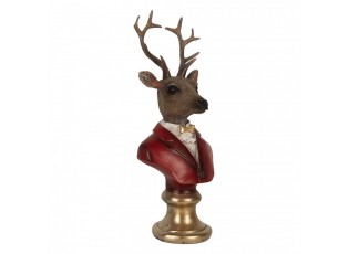 Červeno-hnědá vánoční dekorace busta jelen Deer - 10*9*19 cm