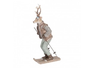 Dekorace Jelen Deer ve svetru na lyžích - 16*11*33 cm