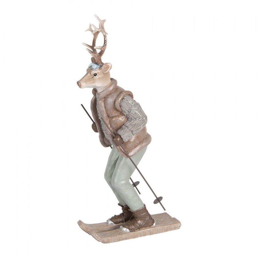 Dekorace Jelen Deer ve svetru na lyžích - 16*11*33 cm