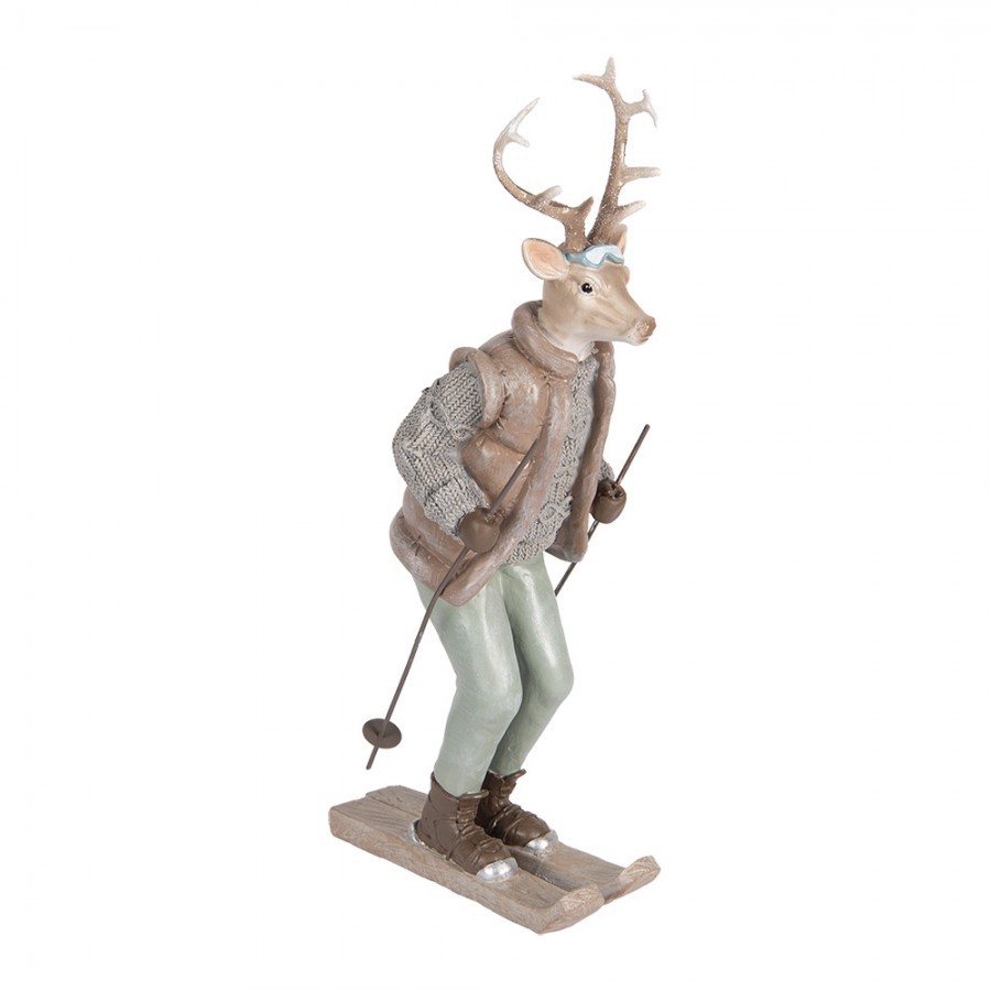 Dekorace Jelen Deer ve svetru na lyžích - 16*11*33 cm