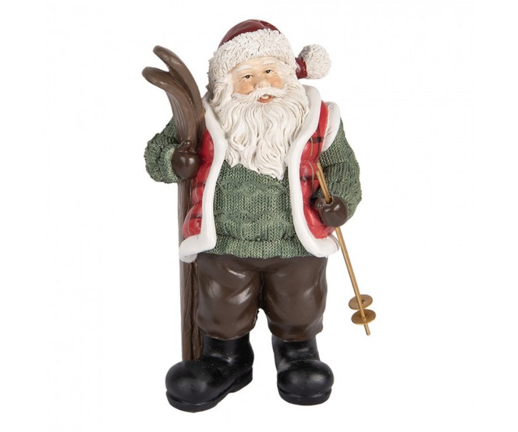 Christmas Decoration Figurine Santa Claus 15x11x25 Cm Green Red Plastic - 15.0 cm Clayre & Eef