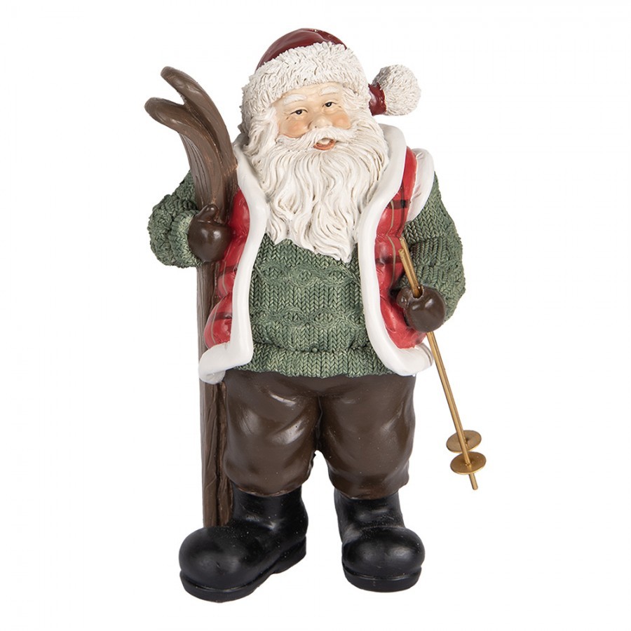 Christmas Decoration Figurine Santa Claus 15x11x25 Cm Green Red Plastic - 15.0 cm