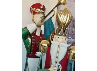 Veliká kovová figurka Louskáček Nutcracker s trubkou - 65*71*218 cm