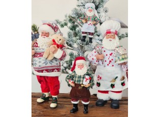 Bílá vánoční figurka Santa Claus kuchař s chaloupkou - 15*10*28 cm
