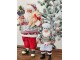 Červená vánoční figurka Santa Claus s medvídkem - 13*10*28 cm Clayre & Eef