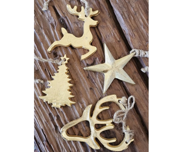 Set 4ks zlatá antik závěsná kovová ozdoba Deer gold - 8-10*1 cm daan kromhout