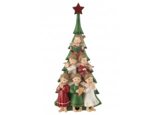 Červeno-zelený stromek se zpívajícími andílky Angel Choir - 16*17*35 cm