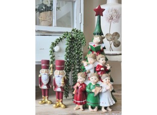 Červeno-zelený stromek se zpívajícími andílky Angel Choir - 16*17*35 cm