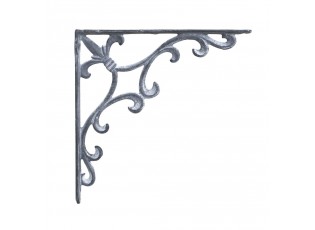 Šedá antik litinová konzole s ornamentem Lilie French - 25*4*25 cm