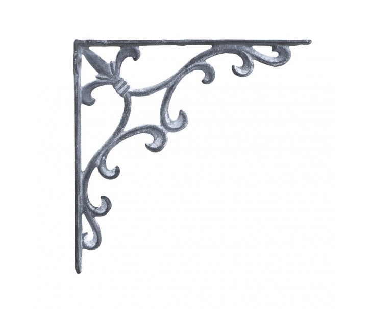 Šedá antik litinová konzole s ornamentem Lilie French - 25*4*25 cm Chic Antique