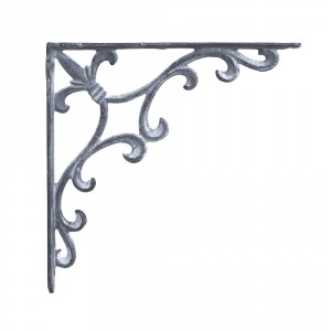 Šedá antik litinová konzole s ornamentem Lilie French - 25*4*25 cm