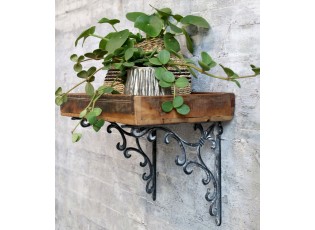 Šedá antik litinová konzole s ornamentem Lilie French - 25*4*25 cm