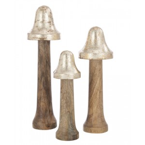 Set 3ks dekorace houba z mangového dřeva - Ø 8 *31 cm