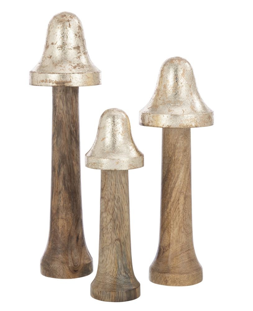 Set 3ks dekorace houba z mangového dřeva - Ø 8 *31 cm