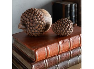 Set 2ks hnědá antik keramická dekorace šiška a žalud - 15*10*9 cm
