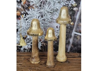 Set 3ks dekorace houba z mangového dřeva - Ø 8 *31 cm