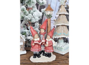 Vánoční dekorace zpívající sbor děti u lampy - 11*8*21 cm