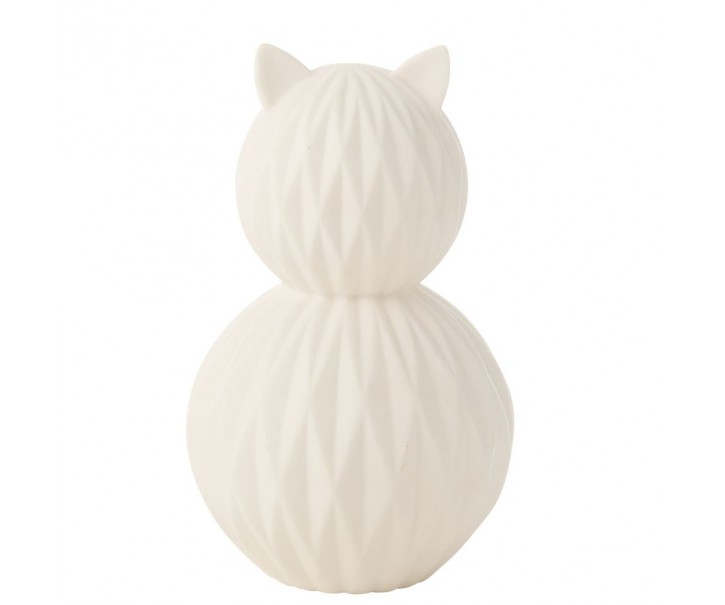 Bílá porcelánová lampa kočka Cat Led - Ø 13*22 cm J-Line by Jolipa