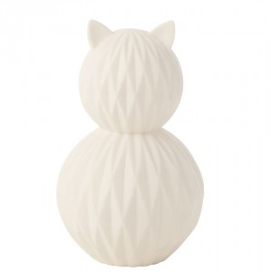 Bílá porcelánová lampa kočka Cat Led - Ø 13*22 cm