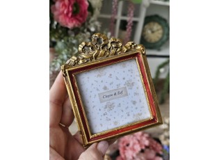 Zlatý zdobený fotorámeček ve vintage stylu - 9*1*11 cm / 7*7 cm