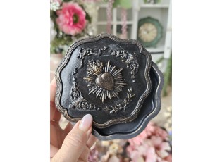 Černá antik šperkovnice s dekorem nejsvětější srdce Ježíšovo - 12*11*4 cm