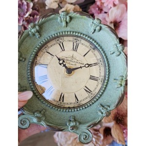 Zelené stolní hodiny ve tvaru květu Ville de Paris - 15*7*16 cm / 1*AA