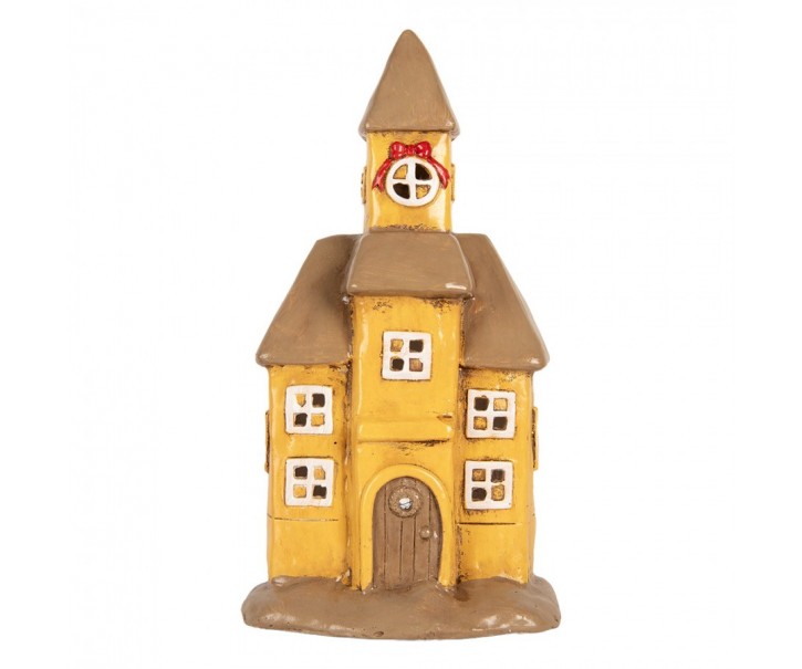 Žlutý kostel svícen na čajovou svíčku Homely - 23*17*43 cm Clayre & Eef