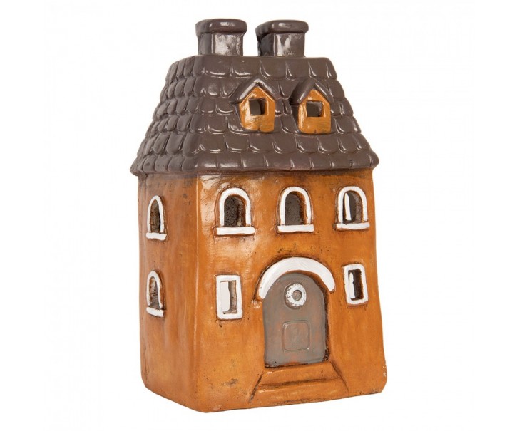 Cihlový domek svícen na čajovou svíčku Homely - 23*17*37 cm Clayre & Eef